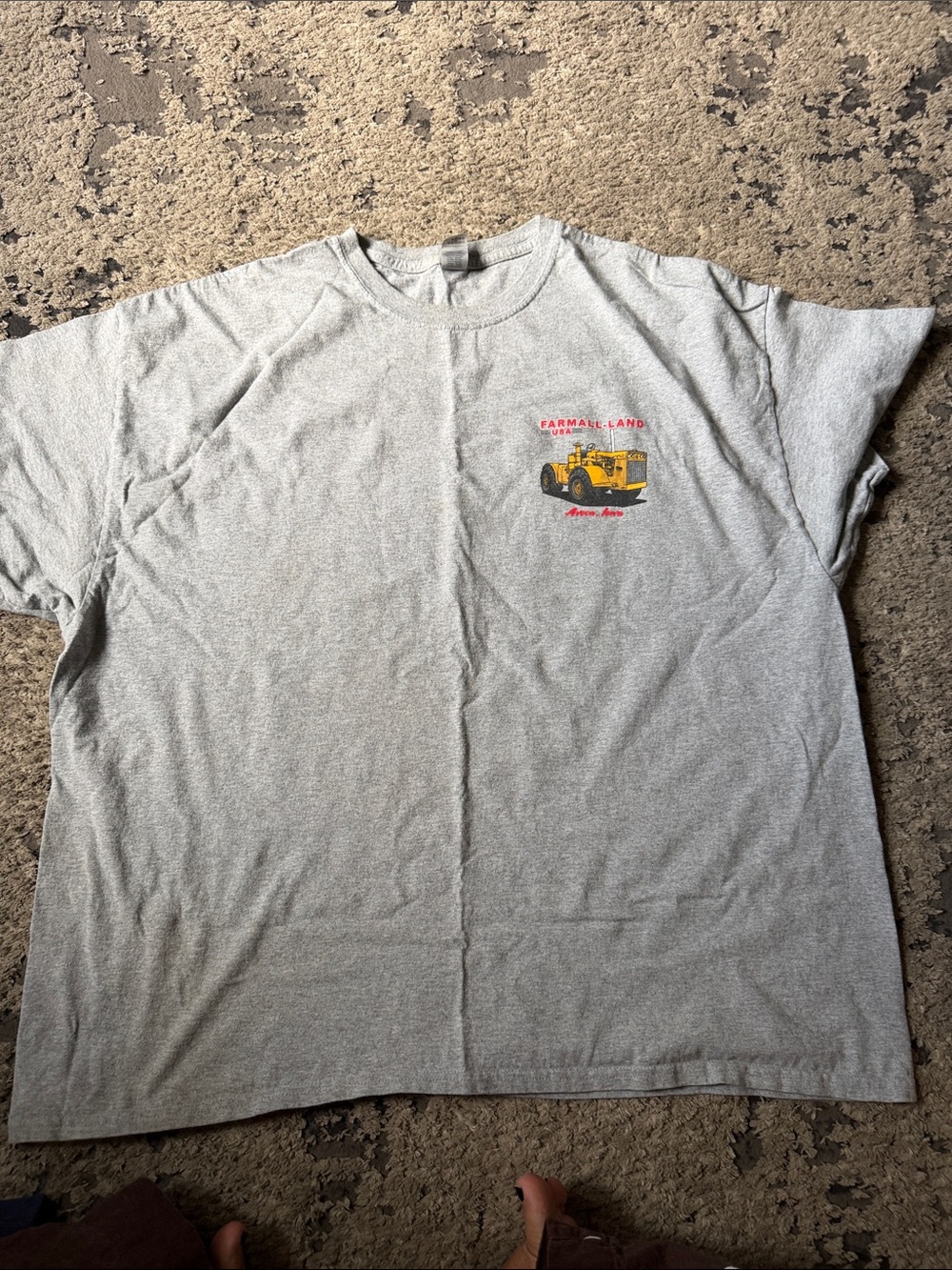 Gildan Gray Short-Sleeve Tee with Yellow Tractor Graphic
